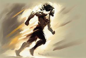 illustrations Painting of man running with motion effect Concept Art Digital Painting Part . Generate Ai. photo