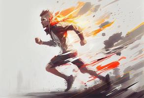 ilustraciones pintura de hombre corriendo con movimiento efecto concepto Arte digital pintura parte . generar ai. foto