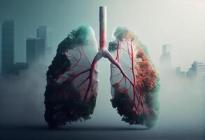 Lung disease frome smoking , air pollution. Generate Ai. photo