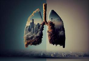 Lung disease frome smoking , air pollution. Generate Ai. photo