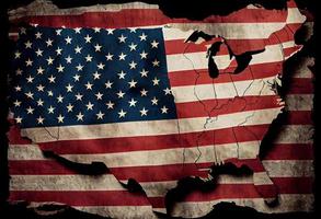 mapa de el Estados Unidos con americano bandera. generar ai. foto