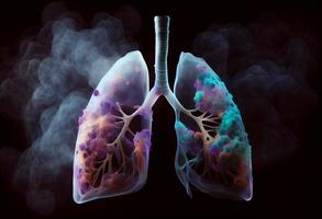 Human Lung with smoke , Lung disease frome smoking. Generate Ai. photo