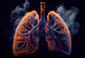 Human Lung with smoke , Lung disease frome smoking. Generate Ai. photo
