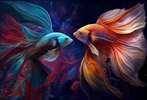 Beauty fantasy fighting fish art . Generate Ai. photo