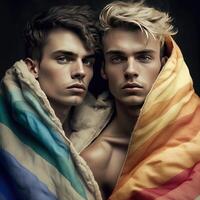 Love lgbtq concept. Young man gay couple lgbtq concept. photo