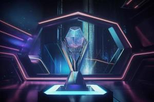 Tech crystal trophy. Generate Ai photo