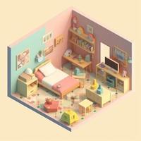 Modern interior kid room. Generate Ai photo