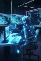 Robot work global data. Generate Ai photo