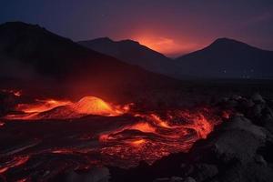 Volcano landscape. Generate Ai photo