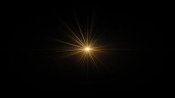 Loop center gold star optical flares abstract background video