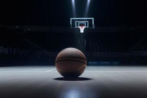 baloncesto pelota en piso. generar ai foto