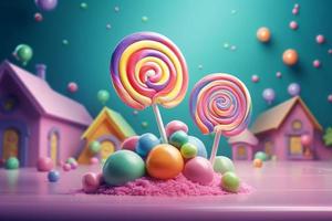 Colorful 3d lollipop. Generate Ai photo