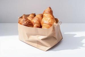 Hot paper bag croissant. Generate Ai photo