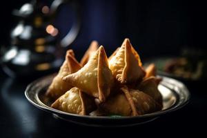 samosa picante alimento. generar ai foto