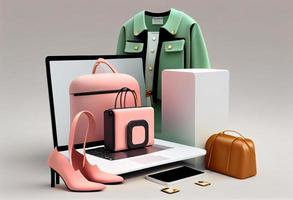 Online shopping concept. Fashion on internet,. Generate Ai. photo