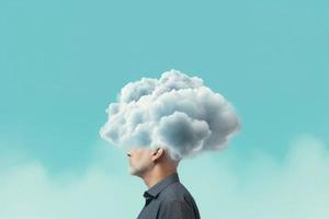 Man with head in cloud. Generate Ai photo