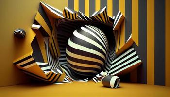 Abstract 3D Background with Stripes. Generate Ai. photo