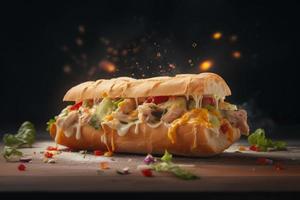 Fast food sandwich. Generate Ai photo