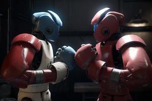 astillado boxeo robots generar ai foto