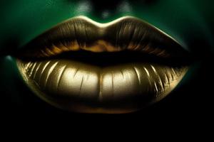 dorado labios verde antecedentes. generar ai foto