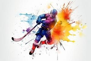 Hockey watercolor splash. Generate Ai photo