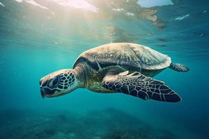 Sea turtle swim. Generate Ai photo