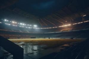 Abandonem stadium after rain. Generate Ai photo