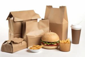 Fast food boxes. Generate Ai photo
