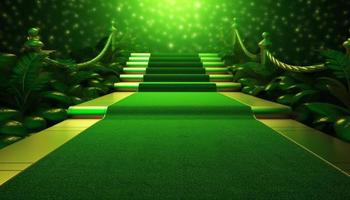 Green carpet lights. Generate Ai photo