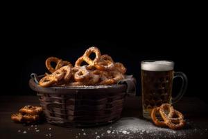 Oktoberfest pretzel beer. Generate Ai photo