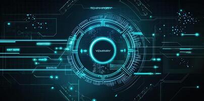 modern technology circle background or abstract image, in the style of rtx on, blueprint, circuitry, lens flare, light navy and sky-blue, Illustration photo