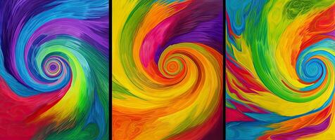 illustration of a rainbow colored tryptych photo