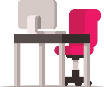 Vector Image Of A Workplace With Computer Desk