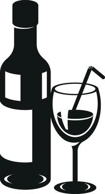 Vector Silhouette Of A Bottle And A Glass