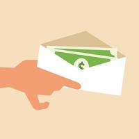 Vector Image Of A Hand Offering An Envelope Full Of Money
