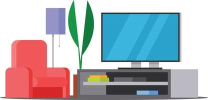 Vector Image Of A Living Room With Big Tv Set