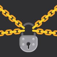 Vector Image Of A Steel Padlock With Golden Chains