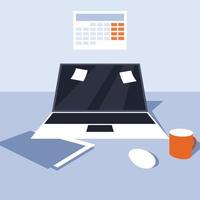 vector imagen de un ocupado escritorio en un oficina