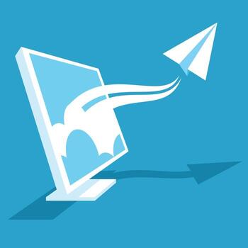 Vector Image Of A Paper Plane Flying Out Of Computer Screen