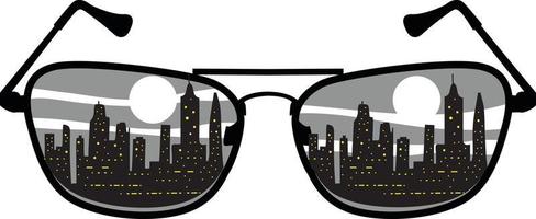 Vector Image Of Sun Glasses With Reflection In Lenses