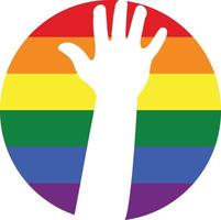 Vector Image Of A Badge With Rainbow Colors And Raised Hand