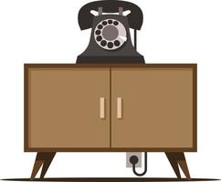 Vector Image Of An Old Telephone On A Nightstand