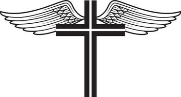 Vector Image Of A Cross Decorated With Wings