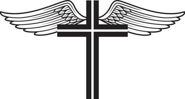 Vector Image Of A Cross Decorated With Wings