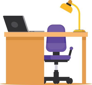 Vector Image Of A Work Desk With Laptop Computer