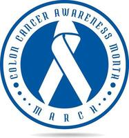 Dark Blue Sticker For Colon Cancer Awareness Month vector
