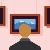 Vector Image Of A Man Visiting An Art Gallery