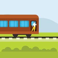 Vector Image Of A Man In A Railroad Car