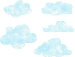 conjunto de nubes de acuarela vector