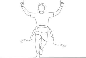 A runner poses while winning a race vector